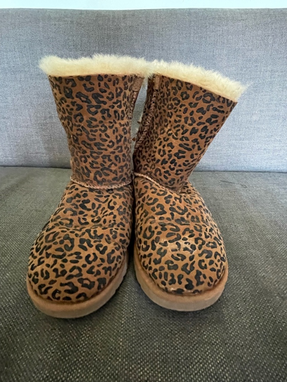 Leopard Print Faux Fur Lined Boots - Brown & Black